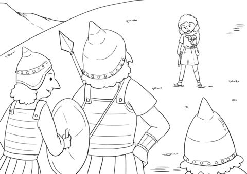 David Calls Goliath To Fight Coloring Page